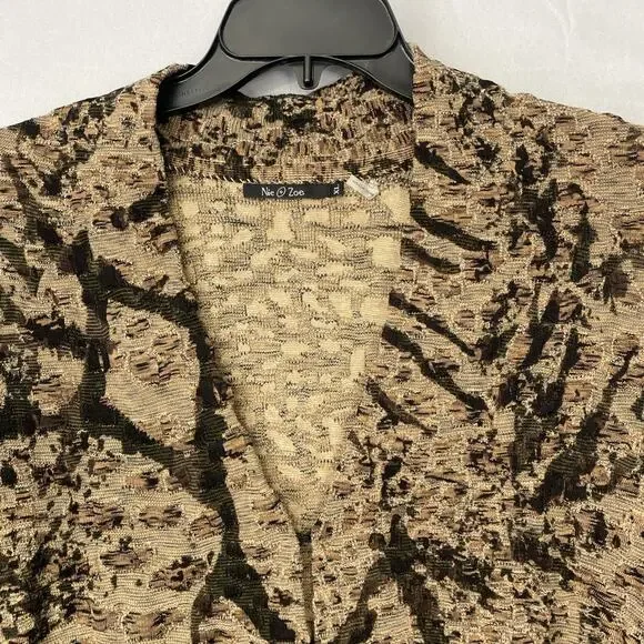 NIC+ZOE Sweater XL Animal Print Brown Cardigan Tunic V-Neck Lightweight - Picture 2 of 11